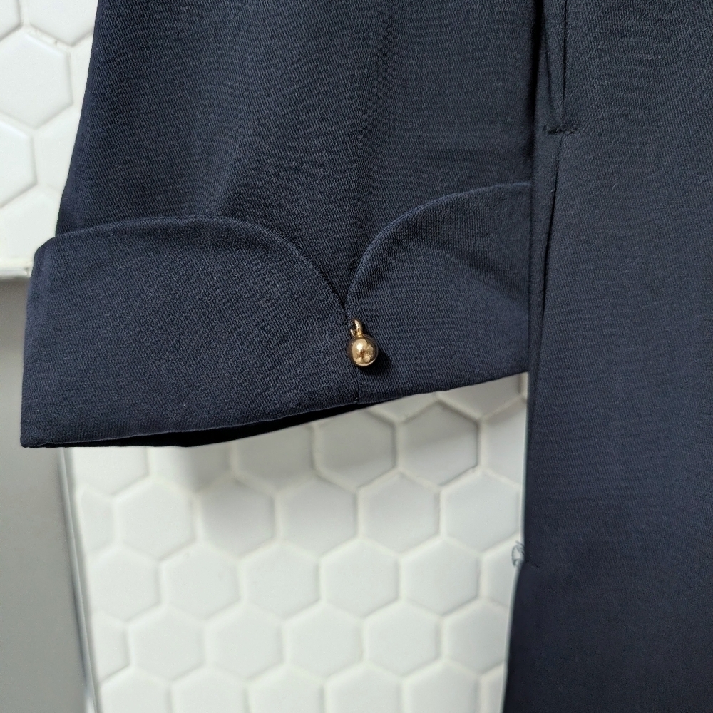 Zara 3/4 sleeve A-line dress with jewelry accents, Navy / Gold - Picture 6 of 6